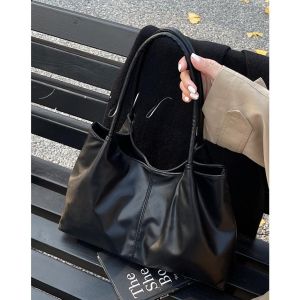 Original Design Large Capacity Tote Bag Korean Style Commuting Shoulder Bag for Work And Class Popular in 2024 Soft PU Leather