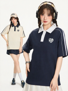 Gbiaior | Summer Womens Collar Polo Shirt with Contrast Color Design