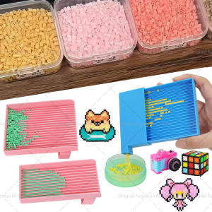 2.6mm Fuse Beads Aligner Tray Set - Pink/Blue/Red Fuse Beads Picking Tray Craft Pixel Art DIY Puzzle  Tool Gift for Iron Bead Lo