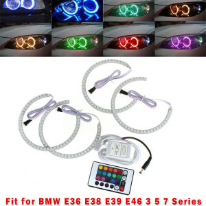 4PCS 131MM E36 Angel Eyes RGB Multicolor APP RF Wireless Remote Control LED Light Suitable for BMW 3 Series E46 E39 E38