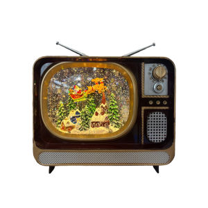 Christmas Decorations Luminous With Music Snow Tv Ornaments Glittering Christmas Music Box Tv For Christmas Gifts Cafe Party