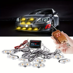 8 in 1 led Car Grille Strobe Lights Led Strobe Lights Surface Mount Safety  Lights With Wireless Remote Control for Car Trucks
