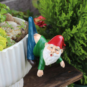 1pc cute dwarf pants hooked bonsai pendant garden resin statue ornaments creative dwarf goblin flower pot decoration