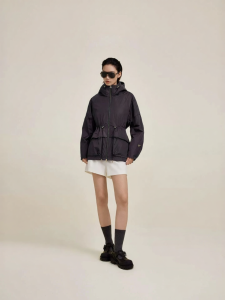 Guvet | Lightweight Down Coat With Waist Cinch Purple