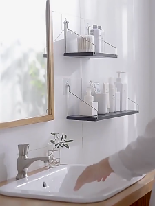 Wooden Wall Storage Rack 30/60/90CM Punch-free Hanging Wall Shelf Home Wall Decor Wall Bookshelf Bathroom Organizer