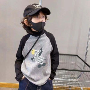 Thickened Fleece Long Sleeve Half High Collar Thermal Shirt for Boys Childrens Inner Wear Base Shirt Autumn Winter New Arrival