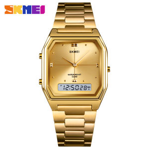 SKMEI 1612 Watch for Men Women Stainless Steel Dual Display Mens Waterproof Digital Wristwatches Quartz Clock 2258