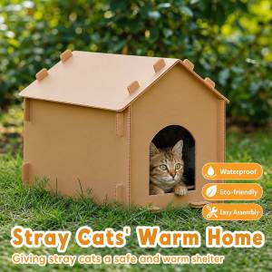 Teeker Pet Outdoor Cat House Outdoor Cat Bed Weatherproof for Indoor and Outdoor Use Insulated and Windproof Cozy Shelter for Small/Medium Cats with Ground Nails