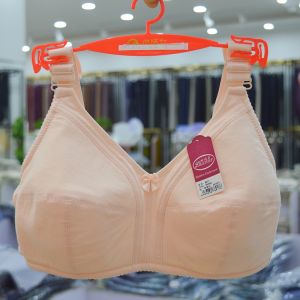 plus Size Full Cup Bra Pure Cotton Wide Band Elderly Women Comfortable Breathable Seamless Wirefree Underwear U-Neck Design