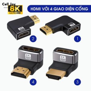 Cổng chuyển HDMI to HDMI chuyển đổi male sang female vuông góc 90 độ 8K