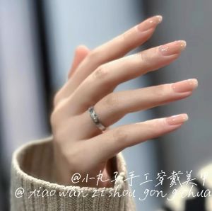 Handmade Bridal Nail Art Full Cover Pure Color Nude Flash Diamond Wearable False Nails Long Lasting False Nails Beauty Tools
