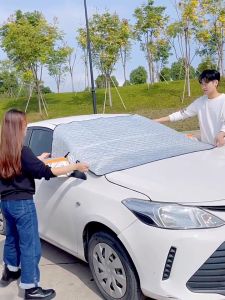 ที่บังแดดรถยนต์ ผ้าคลุมรถยนต์ ม่านบังแดดรถยนต์ ผ้าบังแดดหน้ารถ 260*110CM ม่านบังแดดแม่เหล็ก ผ้าคลุมหน้ารถ สะท้อนแสงแดด UV ลดความร้อนภายในรถ ใช้งานง่าย ผ้าคลุมกระจกหน้ารถยนต์กันความร้อน