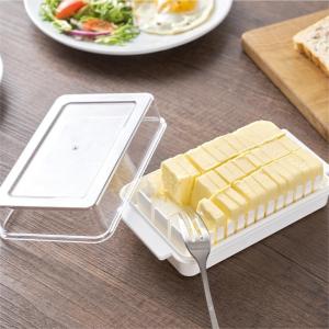 Household Transparent Butter Cutting Storage Box Bread Butter Cutting Box With Lid Dish Dust Proof Slicing Kitchen Plastic Clear Case Refrigerator Food Storage Box Cheese Fresh-Keeping Box