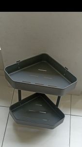 [VIENA] Rak Shampo Kamar Mandi Tempat Shampo Sabun 2 Susun Aluminium Tebal Sudut B0339-2 Abu