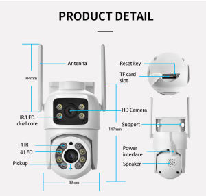 LLSEE ICSEE 4K 8MP Wireless WiFi Dual lens Camera 10x Digital Zoom CCTV 360 Monitoring Camera Outdoor CCTV Alarm Push Intelligent Night Vision IP Camera