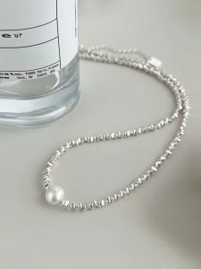 Pure Silver Pearl Fragments Necklace for Women Luxury Minimalist High-End Sensation Choker New 2025 Trend Fresh out