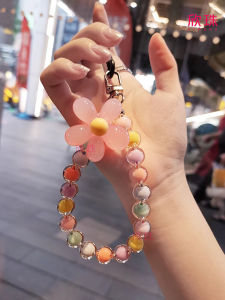 XinZhu Handmade Beaded Mobile Phone Lanyard Camera Umbrella Holder Durable Multicolor Crystal Chain Keychain for Women