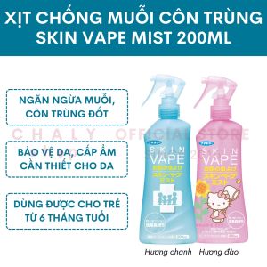 Xịt chống muỗi và côn trùng Skin Vape Mist 200ml Nhật nội địa (2 màu Xanh & Hồng Hello Kitty)