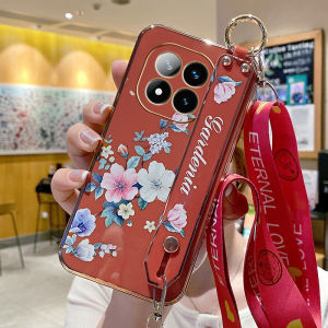 Mongit Redmi Note15 pro plus Silicone Phone Case with Lanyard Womens Full Edge Protection Soft Shell Fresh Floral Design