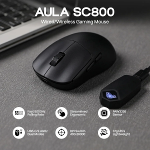 AULA SC800 Gaming Mouse USB-C Wired/2.4G 37g Lightweight 8K Paw3395 Sensor Customized Mice PC E-Sports Gamer Accessories Gifts