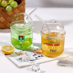 แก้วฟางเด็กพร้อมฝาครอบแก้วเครื่องดื่มความจุขนาดใหญ่น่ารักการ์ตูน Bobo Cup