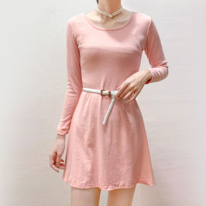 ชุดเดรสยาวแขนยาวลำลองสำหรับผู้หญิง ชุดเดรสยาวทรงเอ ชุดเดรสสั้นฤดูใบไม้ร่วง/ฤดูหนาว แฟชั่นสำหรับผู้หญิง