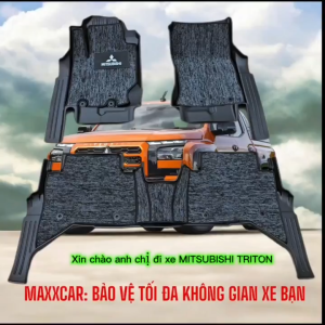 TRITON 2024+: Thảm lót sàn MAXXCAR nhựa TPE NGUYÊN SINH đúc 5D cho xe MITSUBISHI TRITON + Rối logo
