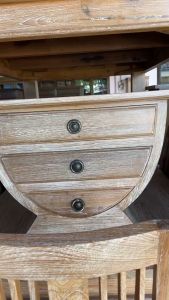 ตู้หัวเตียง ไม้สัก วินเทจ ทรงถ้วยชาม สูง53 xยาว 64xลึก37cm 3 ลิ้นชัก สี เสียนขาว ตู้เก็บของ ตู้ข้างเตียง โต๊ะวางของ โต๊ะข้าง ตู้ลิ้นชัก