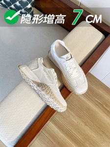 Womens Casual Thick Bottom Breathable Satin Surface High Top Sneakers Spring Summer New Style Leisure Sports Deoxynucleotide Shoes