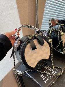 Túi Đeo Chéo Xích Thời Trang Mùa Hè Cho Nữ Túi Vuông Nhỏ Thêu Hình Học Túi Xách Đeo Vai Bằng Da PU Mềm Màu Trơn