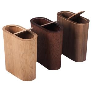 Nordic Style Wooden Trash Can Creative Design Ultra-Narrow for Bedroom Kitchen Home Living Room Wooden Paper Basket Bin