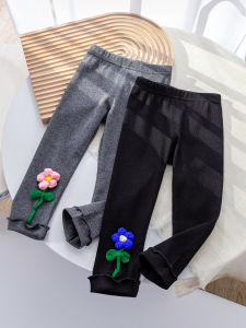 Autumn Fashionable Girls Trousers with 3D Flowers 1-6 Years
