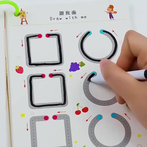 สมุดฝึกเขียน 136 หน้าสำหรับเด็ก วัสดุฝึกเขียนลบได้เพื่อการศึกษาสำหรับเด็ก