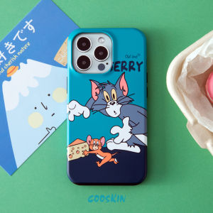 Cartoon Cat And Mouse Dual Layer Full Cover Shockproof Phone Case for  14 plus Cute Animation Design Two in One Design by COOSKIN
