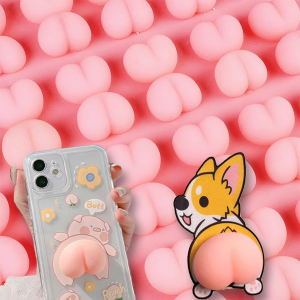 5/10/20Pcs Mini Soft Squeeze Ass Pinching Mobile Phone Anti-collision Stickers Novelty Stress Relief Gifts for Adults and Kids