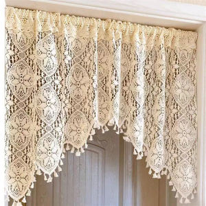 American Lace Kitchen Bedroom French Vintage No Punching Door Curtain Semi Curtain Partition Curtain Arc Home Textile