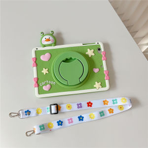 สำหรับ Apple iPad 10th 9th 8th 7th 10.9 "10.2" 5th 6th แอร์โปร5th 4th 3rd 9.7 "10.9" 10.5 "11.0" มินิ1 2 3 4 5 6th Gen 7.9 "8.3" 2020 2021 2022เคสกบเป็ดสะพายไหล่ลายการ์ตูนน่ารักขาตั้งที่จับซิลิโคนแท็บเล็ตสำหรับเด็ก