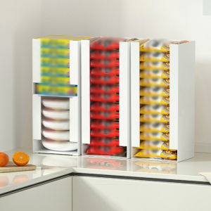 กล่อง เครื่องครัว ถัง การจัดระเบียบอาหาร เช่น กล่องเก็บของวางซ้อนกัน สำหรับห้องครัว ตู้กับข้าว เคาน์เตอร์