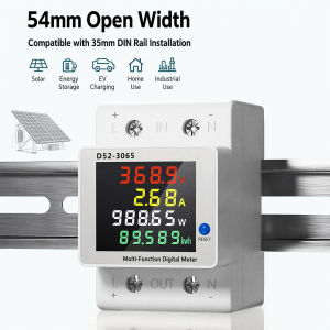 VOKTTA | D52-3065 Multifunctional Din Rail Power Meter 4 In1 DC Energy Meter with LCD Display for Voltage Current and Power DC14–600V 63A