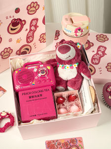 Creative Gift Box Cute Bear Strawberry Bluetooth Speaker Birthday Gift for Junior High School Girls Practical Digital Gift