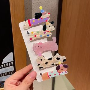 [ชุด 5 ชิ้น] สไตล์เกาหลีแฟชั่นเลดี้ผมหน้าม้ากิ๊บ 6CM น่ารักการ์ตูนลูกสุนัขแมว 5 รูปแบบ