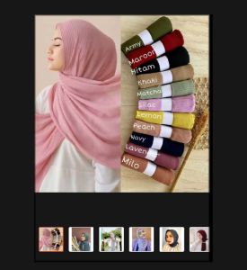 Hijab pashmina plisket tebal hyget premium tanpa garis tengah (termurah)