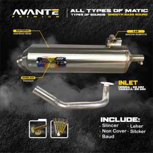 Knalpot Stainless Racing Full System Original Avante Untuk Beat Vario Nmax Pcx Aerox Dan lainnya