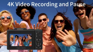VETXI-08 Digital Camera 180 Degree Flip Screen Travel Camera 75MP 5K WiFi Auto Focus Vlogging Camera 18x Zoom for YouTube Photography with SD Card