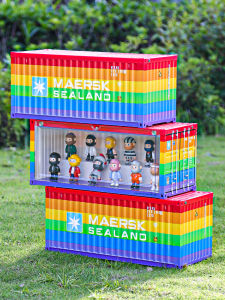 Rainbow Maersk Container Display Box Storage Blind Box Figure Model Showcase Jinguan Brand Toy Storage Organizer