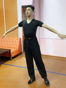 DANBAOLUO | Mens V-Neck Short Sleeve Dance Training Shirt