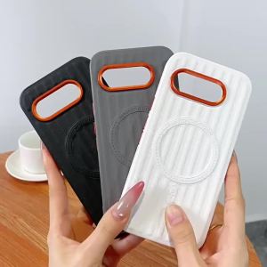 Premium Business Stripe Pattern PU Leather Case For Google Pixel 11 Pro XL 9 10 Pro 10A 9A for Magsafe Alloy Lens Protect Cover