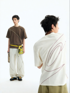 JNXS | Towel Fabric Loose Summer Tshirt with Colorful Stitching