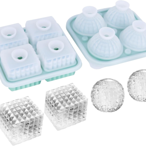 Diamond-Shaped Crystal Ball Ice Mold Large Spherical Silicone Round Ice Mold Fun Shaped Ice Cube Tray with Transparent Funnel