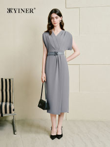 Summer Elegantly Stylish V-Neck Pleated Sash-Belted Dress